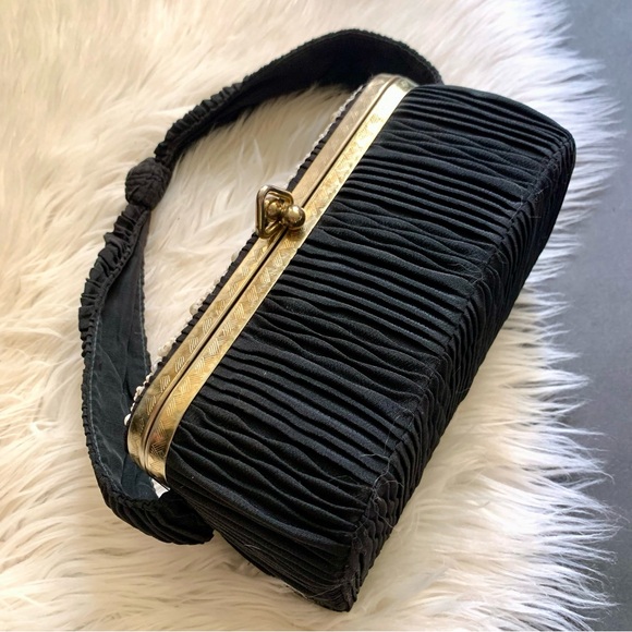 v i n t a g e :: Unique Ruched Covered Basket Box Evening Bag Purse - Picture 14 of 15